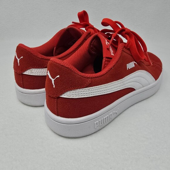 Puma Kids Smash V2 365176-03 Red White Lace-Up Tennis Shoes Sneakers US 5C EU 37 - Picture 4 of 12
